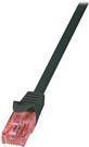 LogiLink RJ45 Connection Cavo di connessione Cat 6 U/UTP - 0,25 m - Black - Flamed, con protezione del naso a riposo (CQ2013U)