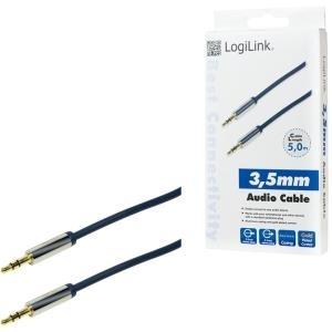 Logilink - Cavo audio - Mini -phone Stereo 3,5 mm (M) - Mini -telefono stereo 3,5 mm (m) - 5 m - blu scuro (CA10500)