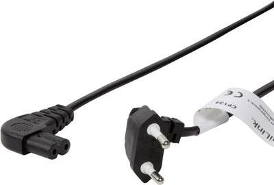 LogiLink - cavo di alimentazione - spina Euro (S) a IEC 60320 C7 - 250 V - 25 A - 75 cm - spina 90 - nero