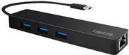 LogiLink USB 3.1 Hub Type-C 3 porte 3 porte, GEN 1, LAN, nero
