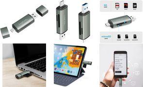 Logilink USB 3.2 Reader di schede Gen1, SD/Micro SD, alluminio nel formato di viaggio, input: plug plug e USB-C USB-A, -1 pezzo