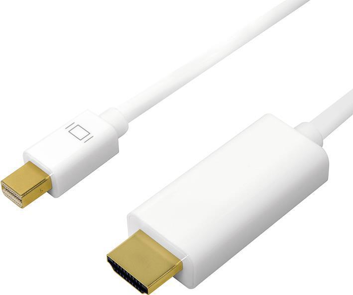 LogiLink CV0125 cavo e adattatore video 5 m Mini DisplayPort HDMI tipo A [Standard] Bianco (LogiLink 4K Mini DisplayPort-Kabel