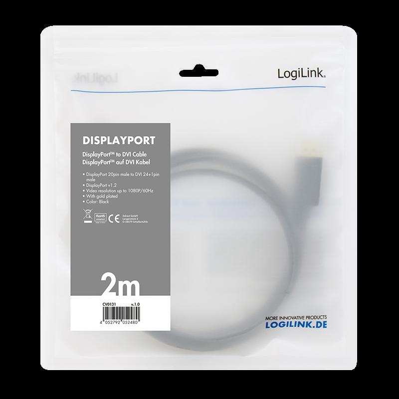LogiLink CV0132 cavo e adattatore video 3 m DisplayPort DVI Nero (Logilink DisplayPort DP 1.2 to DVI 3m)
