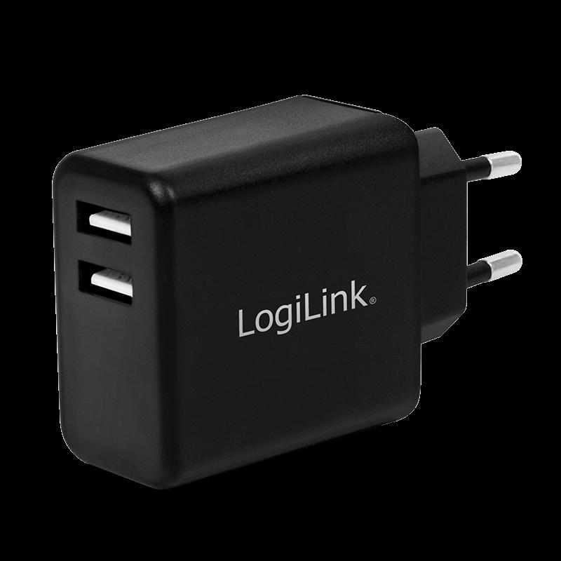 ADATTATORE DI CORRENTE CON 2 PORTE USB 12W NERO