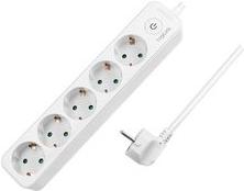 Ciabatta LogiLink 5x ON/OFF 1,5 m, CEE 7/3, bianco