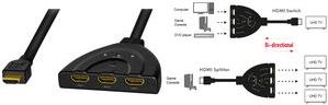 Switch HDMI,3 porte,bidirezionale1x3/3x1,4K/30Hz,CEC