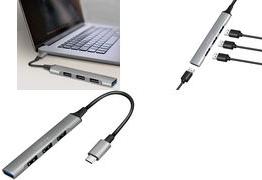 LogiLink USB 3.2 Gen 1 Slim Hub, 4-Port, casa in alluminio Grigio, connessione: 1x USB-A 3.2 Gen1 con 5 Gbit/sec. & 3x - 1 pezz