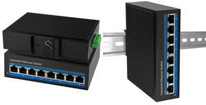 LogiLink Industrial Gibabit Ethernet Poe Switch, 8-Port 10/100/1000 Base-TX RJ45, Plug & Play, Black Metal-1 Piece (NS203P)