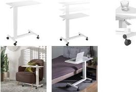 Carrello da tavolo LogiLink con molla a gas bianco superficie di lavoro ampia e stabile per letto o divano con ruote - 1 pezzo