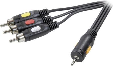 SpeakA Professional Klainke / Composite Cinch AV Cavo di connessione [spina da cinch da 1x jack 2,5 mm-3x] 2,50 m nero (SP-7869