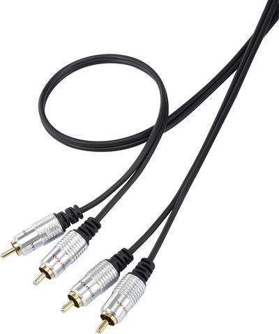 SpeakA Professional SP-7870144 Cavo di connessione audio Cinch [Plug-2x Cinch Plug-2x 2x] 1,00 M rivestimento nero Super Soft,