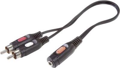 Cavo di connessione audio SpeakA Professional Cinch / Klinke [Società jack plug-1x 2x plug-1 3,5 mm] 1,50 m nero (SP-7870256)