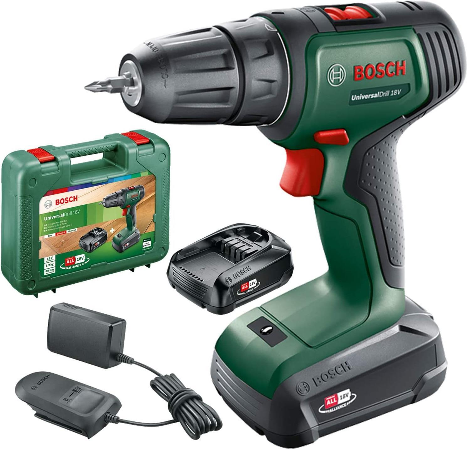 Bosch UniversalDrill 18V 1450 Giri/min Senza chiave 1,2 kg Nero, Verde