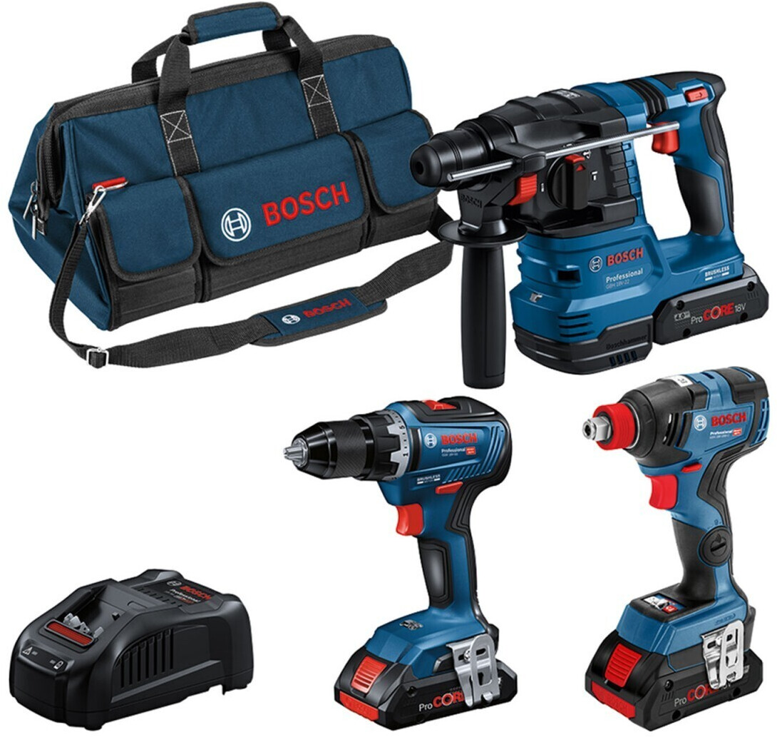 Set combinato GSR 18V-55 + GDX 18V-200 + GBH 18V-22 blu 3x ProCORE18V 4.0Ah