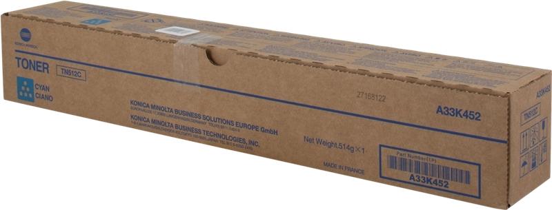 Konica-Minolta Toner TN-512 Cyan 26k (A33K452) VE 1 Stnck fnr bizhub C454 C554 - A33K452 - A33K452