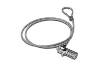 Ednet 64134 cavo di sicurezza Grigio Argento 15 m (EDNET NOTEBOOK LOCK - WITH NUMBER COMBINATION)