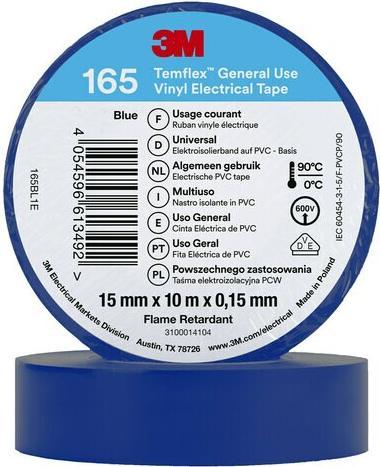 3M 7100184724. Quantità per confezione: 1 pezzo (E), nastro isolante a colori: blu, materiale del nastro adesivo: PVC. Lunghez