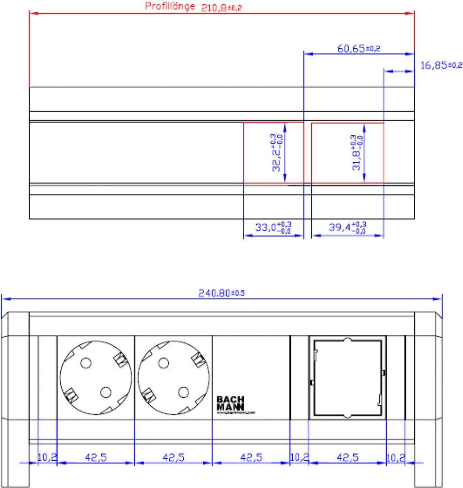 Bachmann Desk 2xCEE7/3 1xcm GST Desk Socket Unit2x Protezione SCECCHETS 1X Moduli personalizzati Elettricità e uscita GST18, s