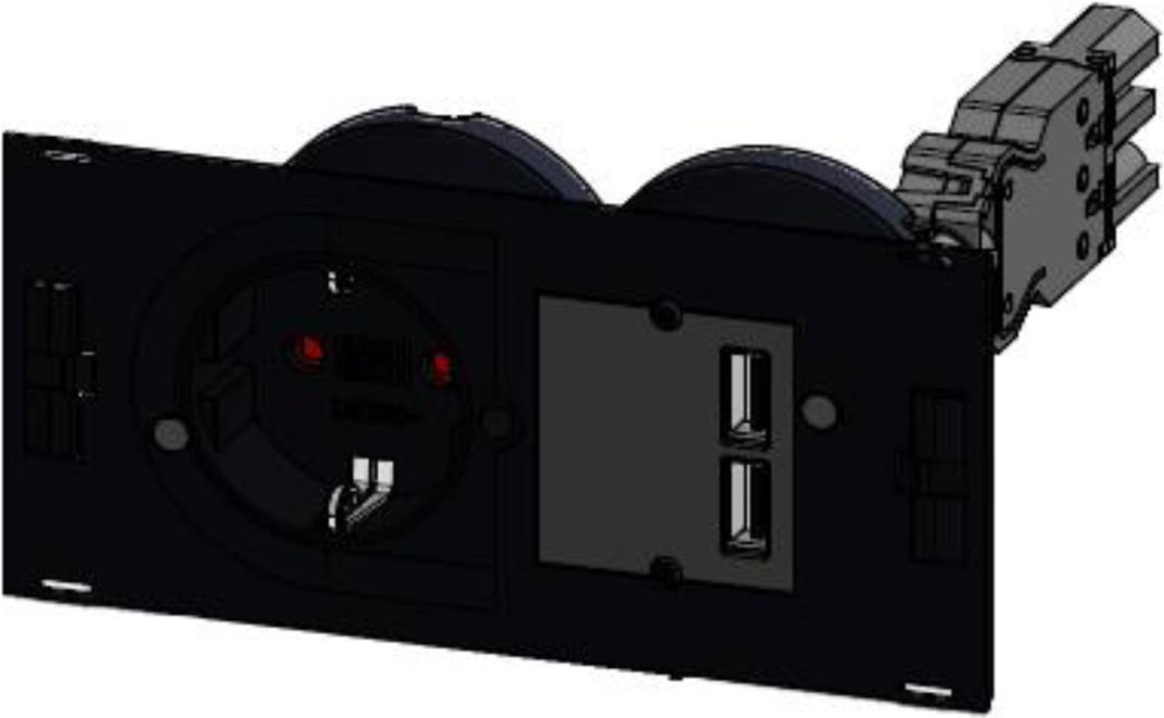 Bachmann Due - Socket - 2p - Tipo F, USB - Con chiusura - 1 presa, 2 connessioni USB - 16 A - AC.