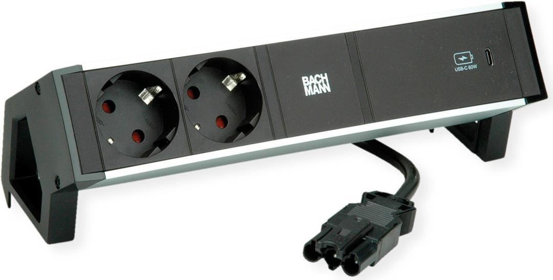 Bachmann Desk 2 alluminio - interno - Tipo F - Alluminio - Plastica - Alluminio - Black - Output a 2 CA - 1 pezzo (E)