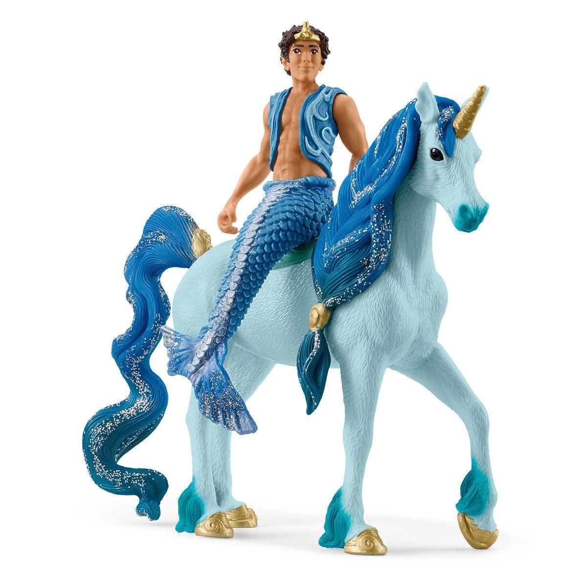 schleich BAYALA Aryon on Unicorn (SCHLEICH Bayala Aryon on Unicorn Toy Figure Set 5 to 12 Years Blue 70718)