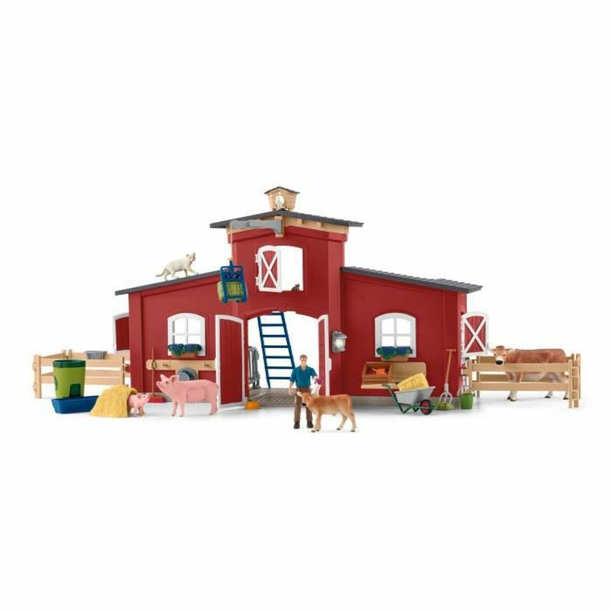 schleich FARM WORLD 42606 casa giocattolo (SCHLEICH Farm World Red Barn with Animals and Accessories Toy Playset 3 to 8 Years M