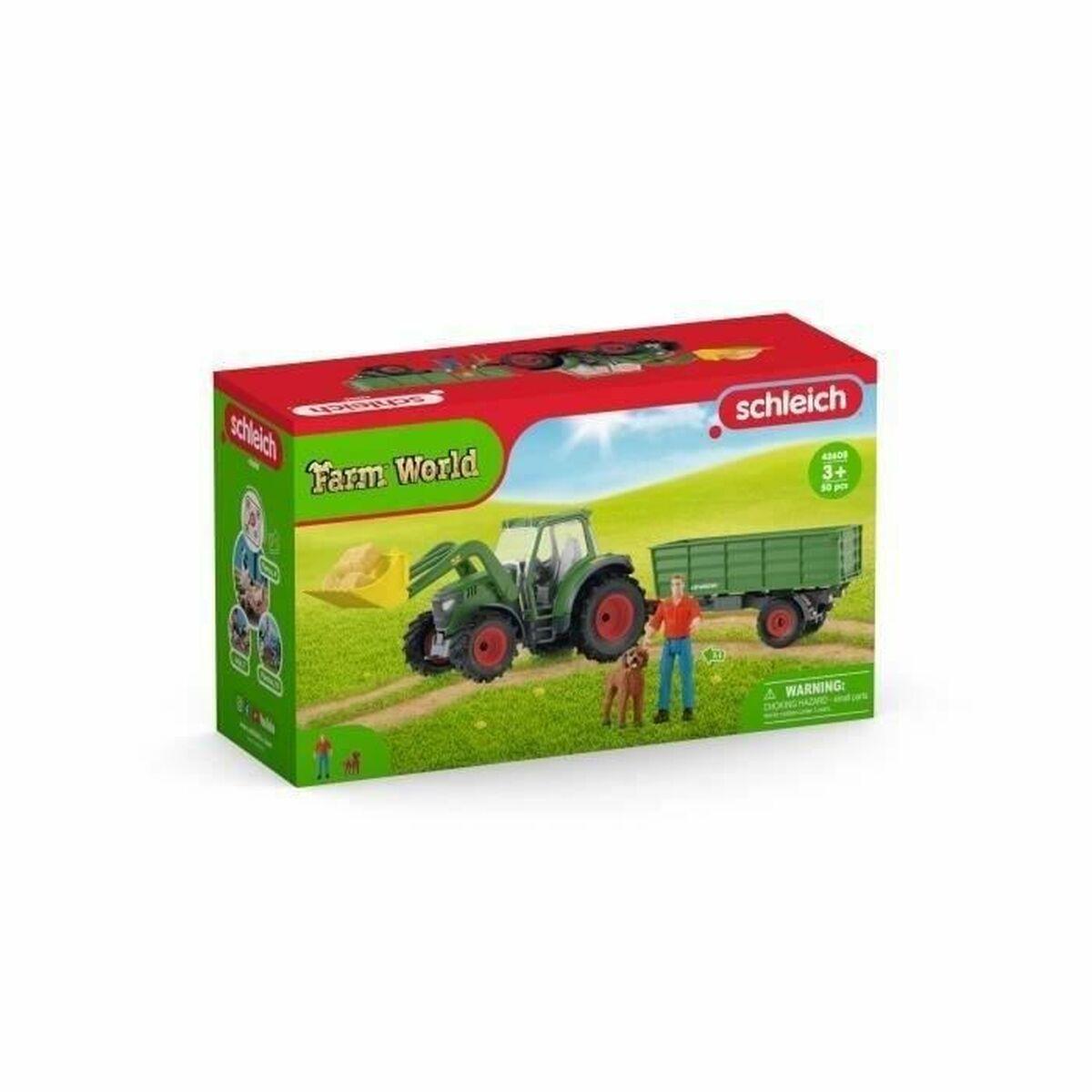 schleich FARM WORLD 42608 veicolo giocattolo (SCHLEICH Farm World Tractor with Trailer Toy Playset, 3 to 8 Years, Multi-colour
