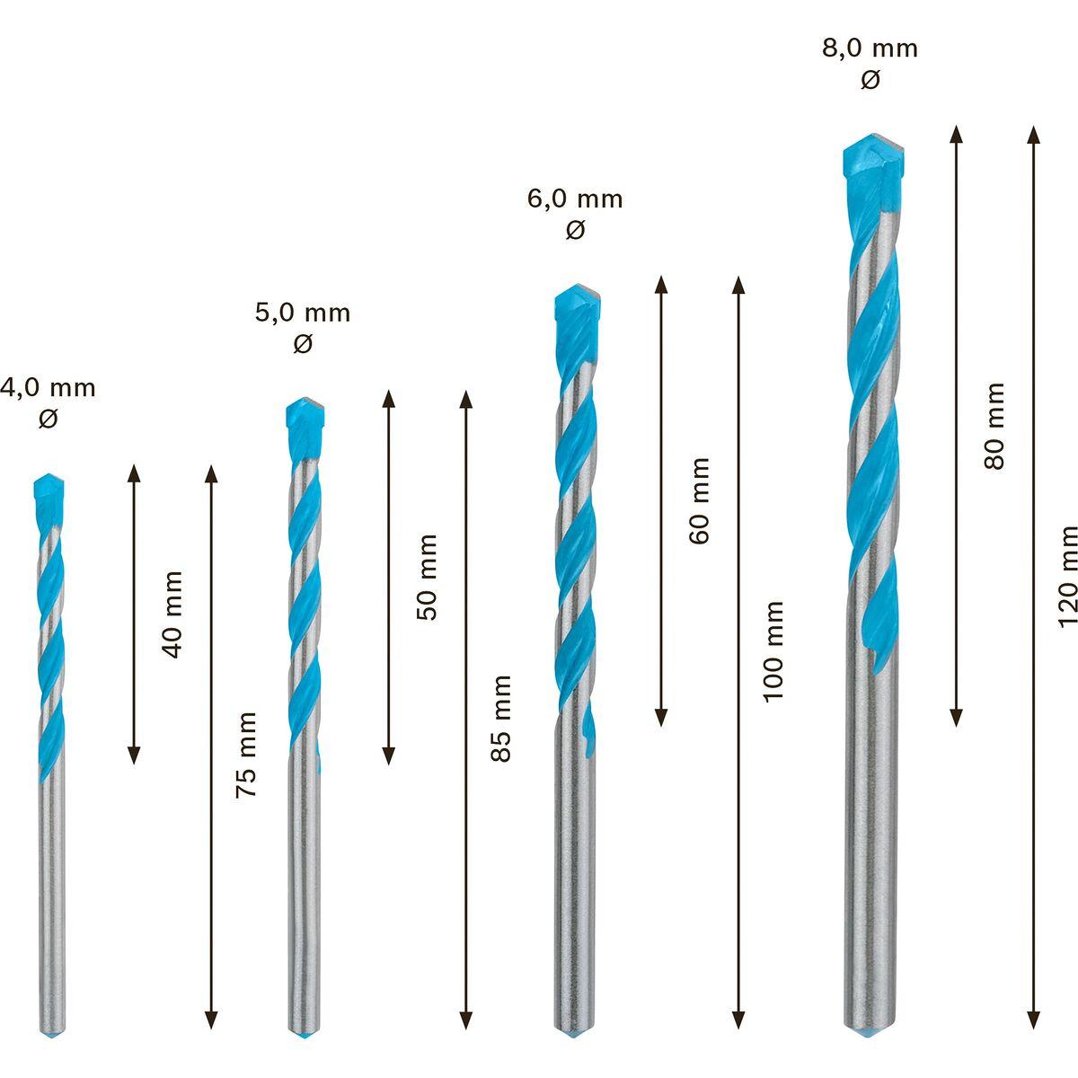 Set di trapani BOSCH Expert CYL-9 Multiconstruction ÃƒËœ 4 mm ÃƒËœ 5 mm ÃƒËœ 6 mm ÃƒËœ 8 mm 4 Pezzi