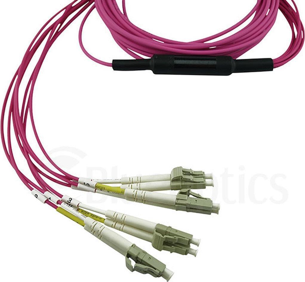 Cavo patch multimodale OM4 MPO-4xLC compatibile PremierFlex K2Q47A da 15 metri