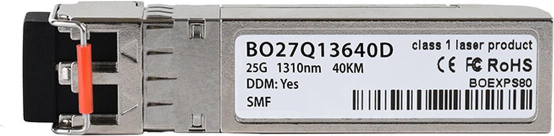 Blueoptics sfp28-25g-e-e-bo. Tipo di ricetrasmettitore SFP: fibra ottica, velocità di trasmissione dei dati massima: 25000 mbi