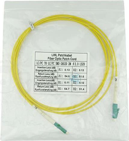 Cavo patch in fibra ottica blueoptics Simplex LC-APC / LC-APC SM OS2 20,0M