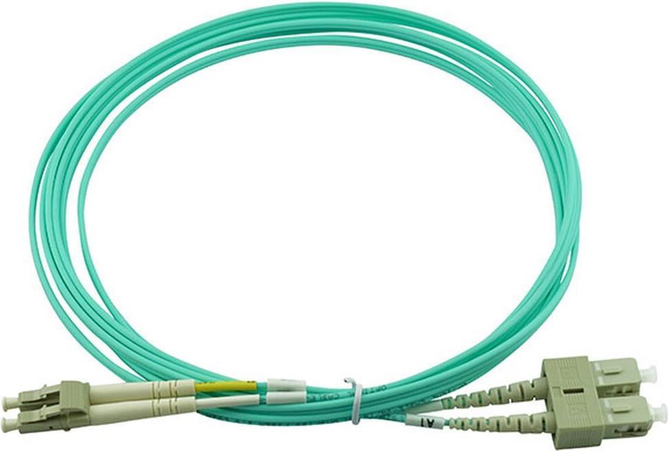Cavo patch in fibra ottica blueoptics lc / sc mm om3 aqua 10,0m