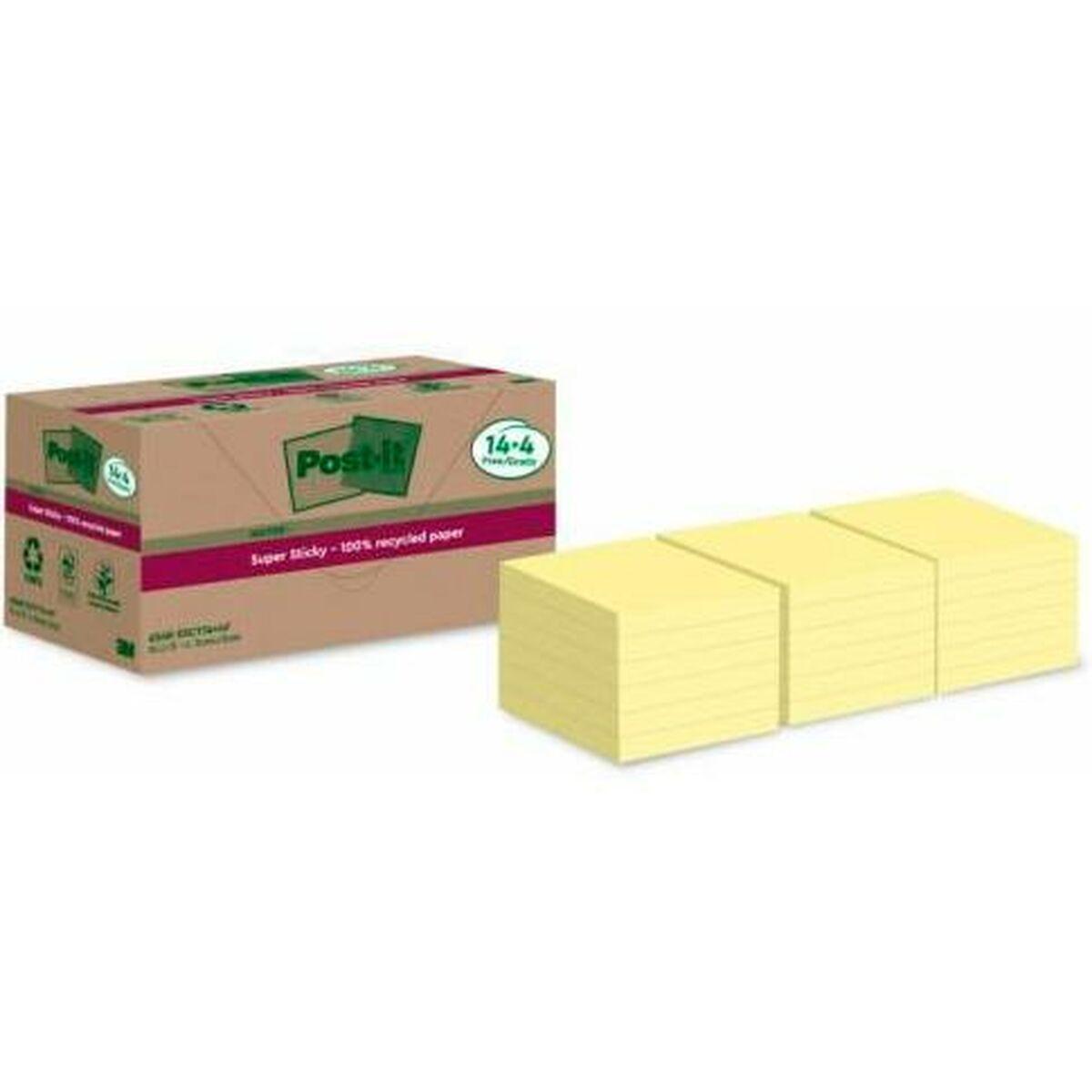 Foglietti riposizionabili Post-it Super Sticky carta riciclata al 100% 76x76 mm Giallo Canary - 18 blocchetti da 70 ff