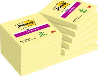 Foglietti riposizionabili Super Sticky Notes Post-it Giallo Canary - 76x76 mm 12 blocchetti da 90 ff - 7100290155