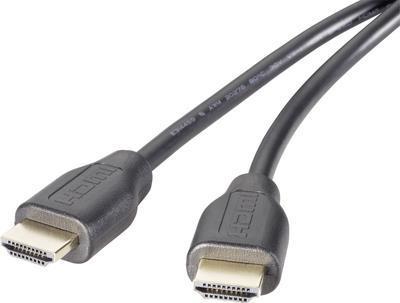 SpeakA Professional HDMI Connection Cable 5,00 m Canale di restituzione audio, contatti plug-in dorato Black [1x HDMI Plug-1x H