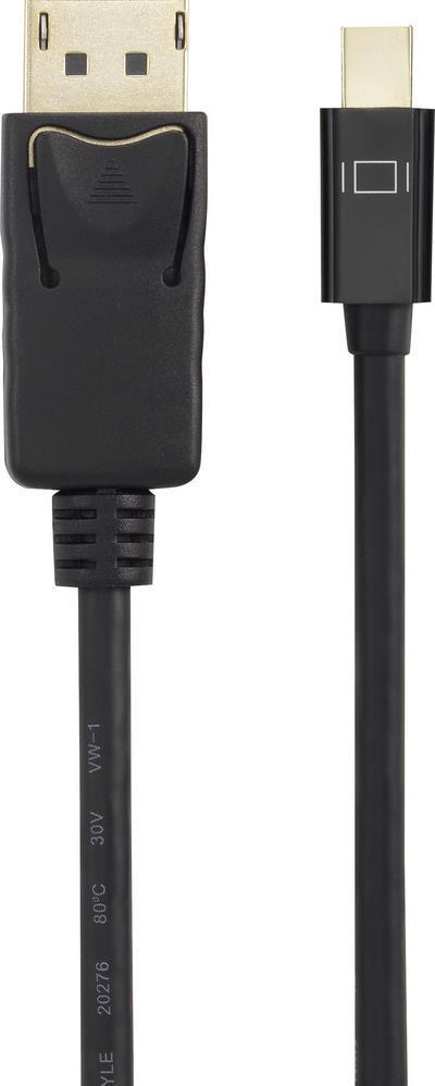 RenkForce Mini DisplayPort / DisplayPort Connection Cavo 3,00 M RF-4538178 Contatti plug-in dorati Black [1x Mini Display Porta