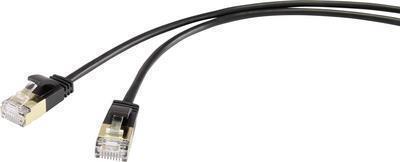 Renkforce RF-4538184 RJ45 Cavo di rete, cavo patch Cat 8.1 F/FTP 25,00 cm Nero ESTREMAMENTE sottile, contatti plug-in dorato 1