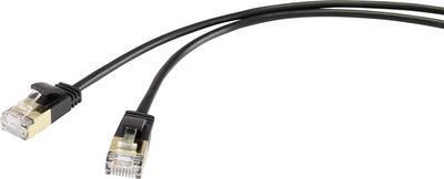 Renkforce RF-4538186 RJ45 Cavo di rete, cavo patch Cat 8.1 F/FTP 0,50 M Black ESTREMAMENTE sottile, contatti plug-in placcati i