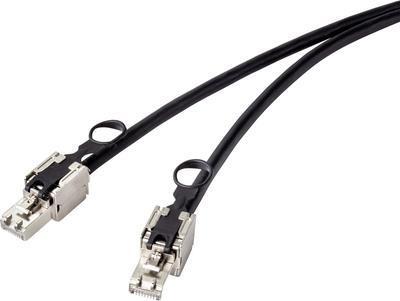 Renkforce RJ45 Kabel di Rete - Cavo Patch Cat 6A S/FTP 5,00 M NERO CON CON ANELLO DI TRAZIONE PER LO -SBLOCCAGGIO - 5 M - CAT6A