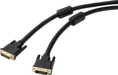 Cavo di connessione DVI Renkforce 20,00 M RF-4695150 Doppio schermato, con nucleo di ferrite, contatti placcati in oro nero [co