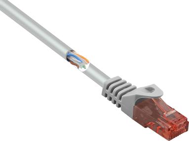 Renkforce RF-5047518 Cavo di rete RJ45, cavo patch Cat 6 U/UTP 1,00 M Grigio con protezione del naso a riposo, senza alogeno 1