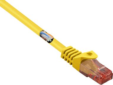 Renkforce RF-5370038 Cavo di rete RJ45, cavo patch Cat 6 U/UTP 10,00 m giallo con protezione del naso a riposo, senza alogeno 1