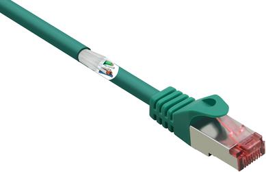 Renkforce RF-5372558 RJ45 Cavo di rete, cavo patch Cat 6 S/FTP 3,00 m Verde con protezione del naso a riposo, contatti plug-in