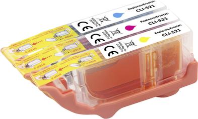 Il pacchetto combinato Renkforce Ink Sostituisce Canon Cli-521 CMY (2934B010) CIAN compatibile, magenta, giallo RF-5706066 (RF-