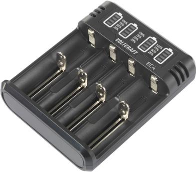 Voltcraft BC4 Round Cell Charger Liion, Nimh Mignon (AA), Micro (AAA), Baby (C), Sub-C, 10440, 16340, CR-123A, 17335, 17500, 17