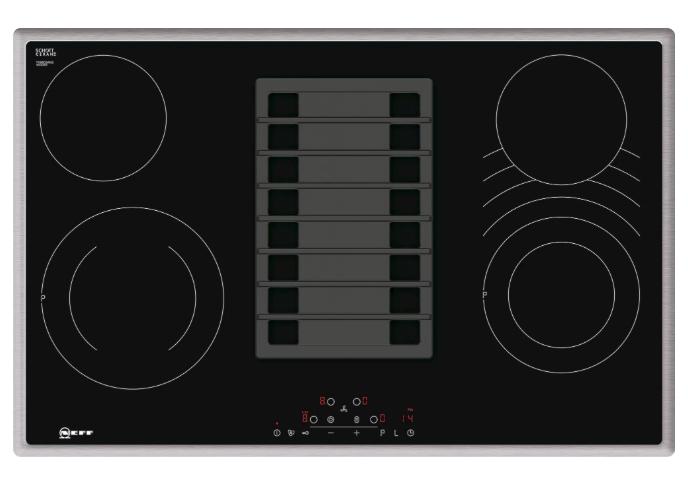 Neff T18BD3AN0 piano cottura Nero, Acciaio inox Da incasso 80 cm Ceramica 4 Fornello(i) Cappa da incasso