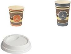 Tazza da caffè usa e getta STARPAK 8 cm x 8 cm 03 l bianco rosso giallo grigio