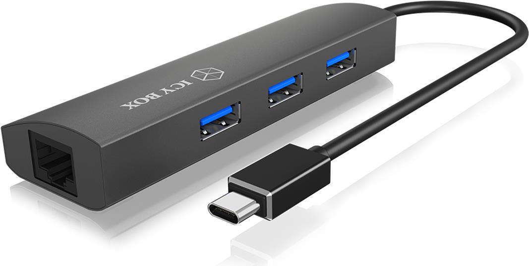 ICY BOX HUB USB3.0 3 Porte USB3.0 + Gigab.