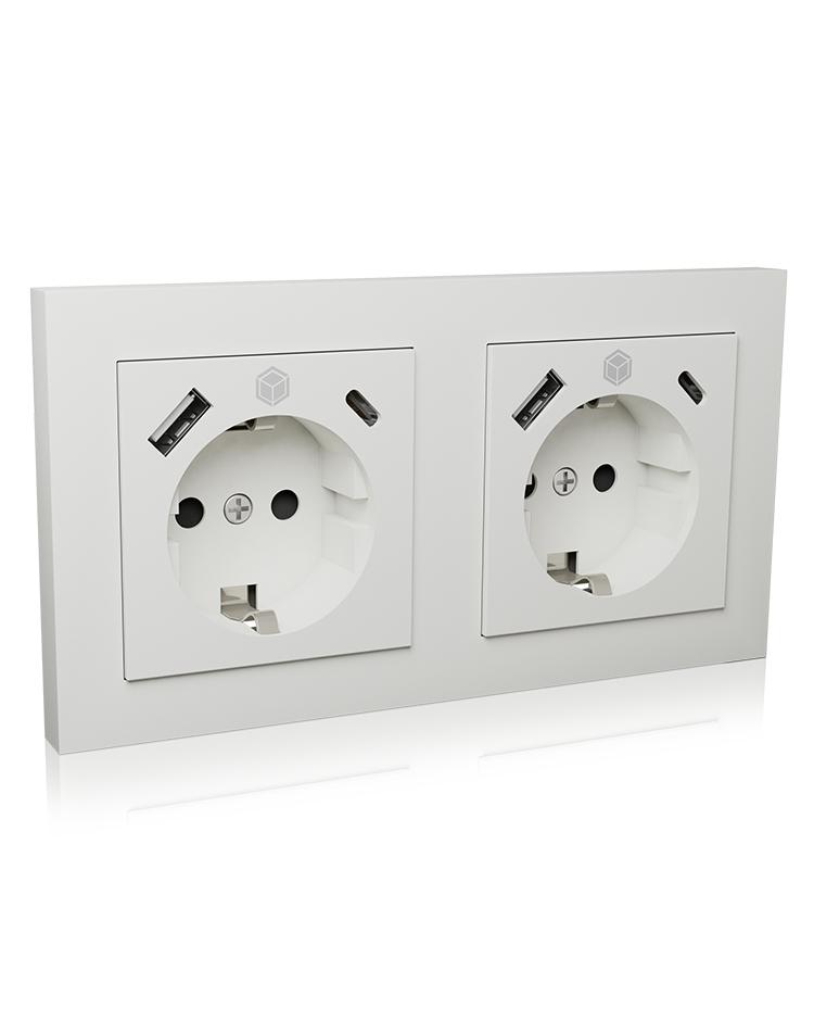 Ã¢â‚¬Â¢ Zwei Unterputz Steckdosen inklusive Einfach- und Doppeleinbaurahmen und USB Charger (A & C)