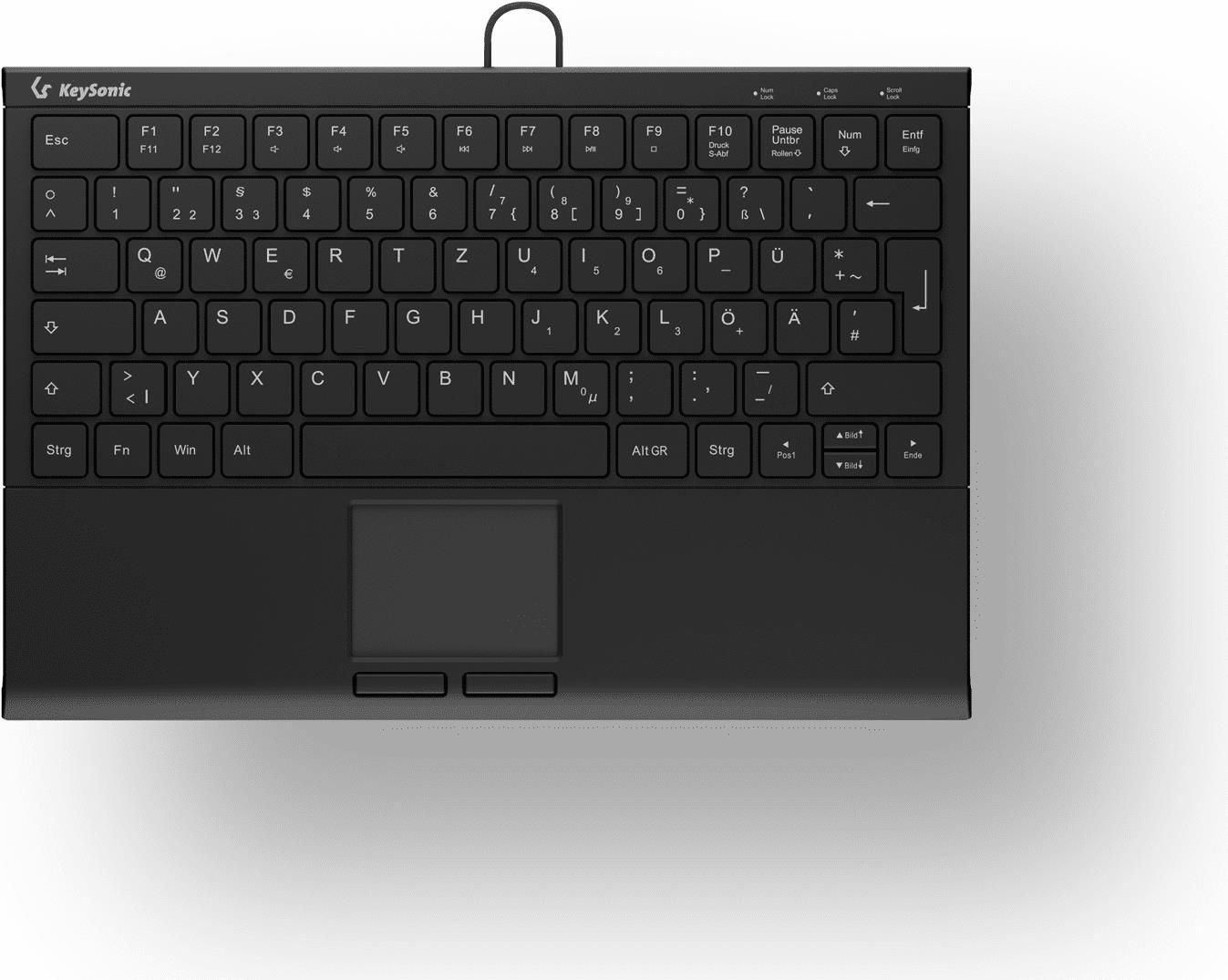 Tastiera KEYSONIC Mini QWERTZ, ABS, USB, touchpad integrato